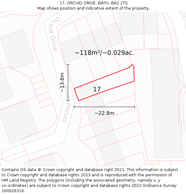 17, ORCHID DRIVE, BATH, BA2 2TS: Plot and title map