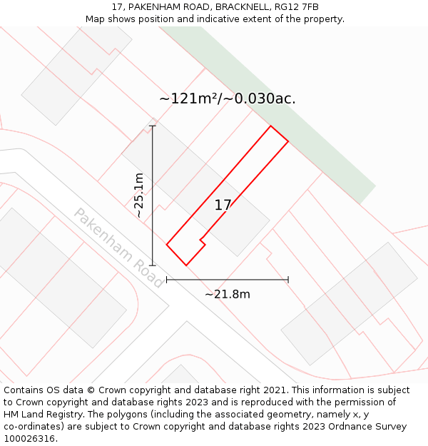 17, PAKENHAM ROAD, BRACKNELL, RG12 7FB: Plot and title map
