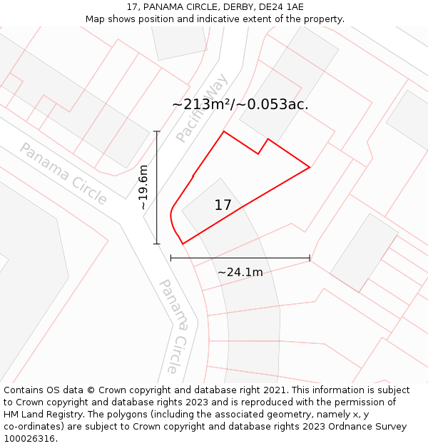 17, PANAMA CIRCLE, DERBY, DE24 1AE: Plot and title map