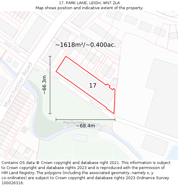 17, PARK LANE, LEIGH, WN7 2LA: Plot and title map