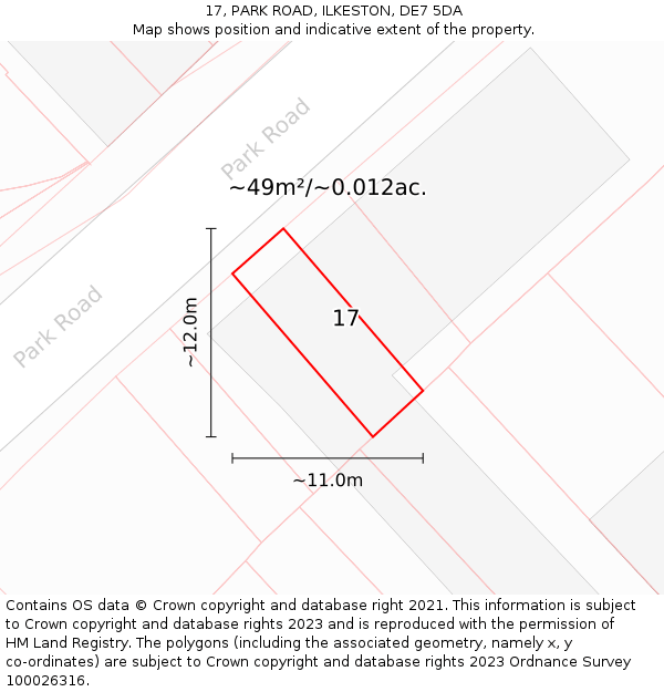 17, PARK ROAD, ILKESTON, DE7 5DA: Plot and title map