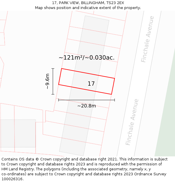 17, PARK VIEW, BILLINGHAM, TS23 2EX: Plot and title map