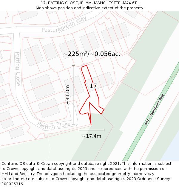 17, PATTING CLOSE, IRLAM, MANCHESTER, M44 6TL: Plot and title map