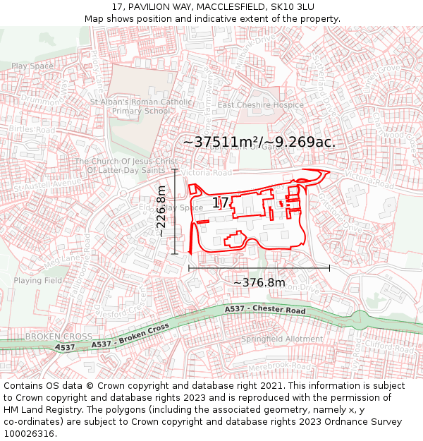 17, PAVILION WAY, MACCLESFIELD, SK10 3LU: Plot and title map
