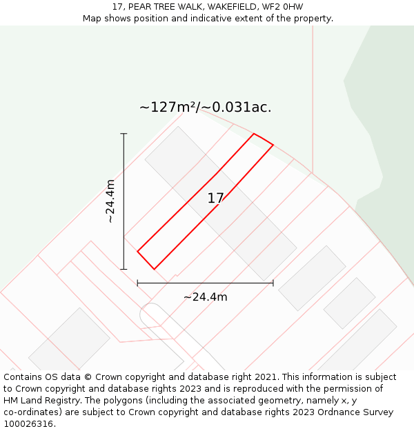 17, PEAR TREE WALK, WAKEFIELD, WF2 0HW: Plot and title map