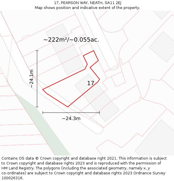 17, PEARSON WAY, NEATH, SA11 2EJ: Plot and title map