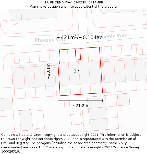 17, PHOENIX WAY, CARDIFF, CF14 4PR: Plot and title map
