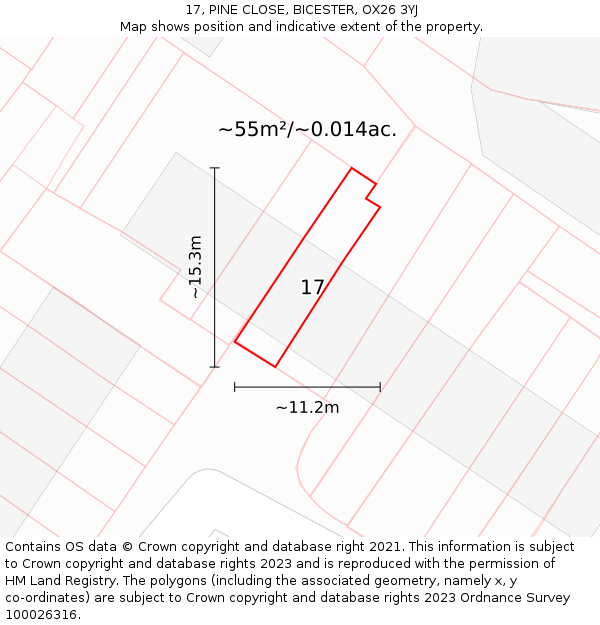17, PINE CLOSE, BICESTER, OX26 3YJ: Plot and title map