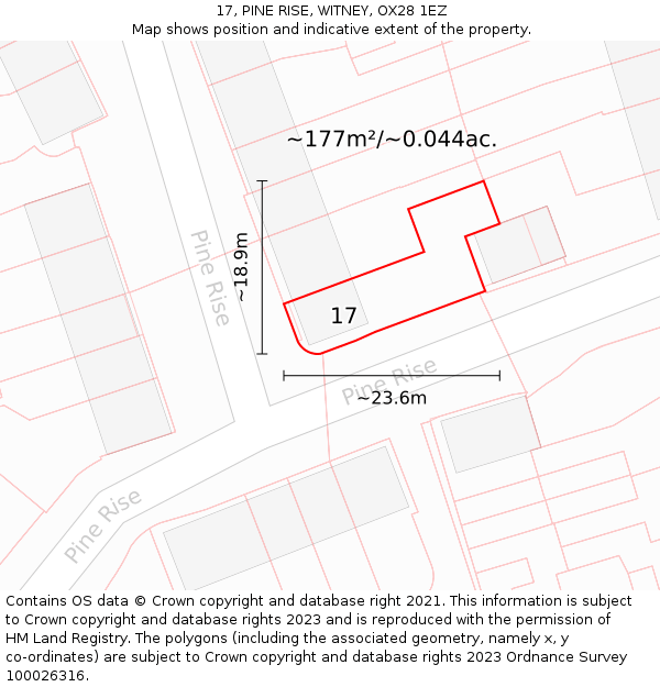 17, PINE RISE, WITNEY, OX28 1EZ: Plot and title map