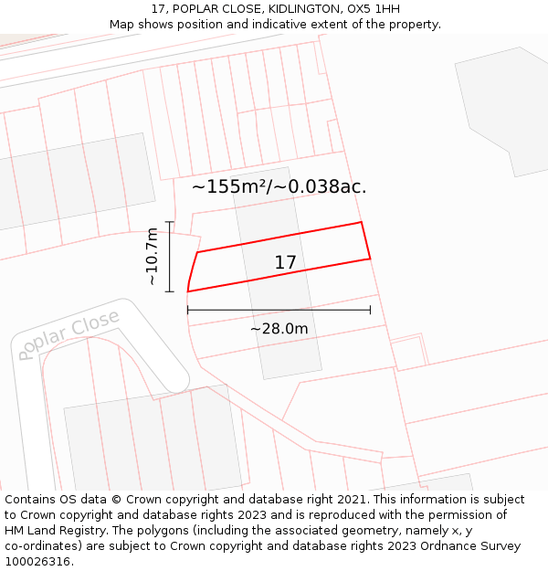 17, POPLAR CLOSE, KIDLINGTON, OX5 1HH: Plot and title map