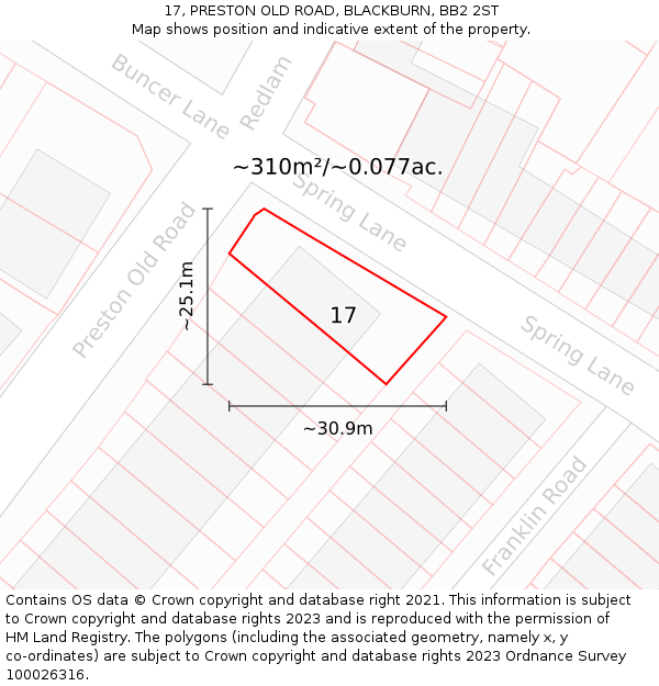 17, PRESTON OLD ROAD, BLACKBURN, BB2 2ST: Plot and title map