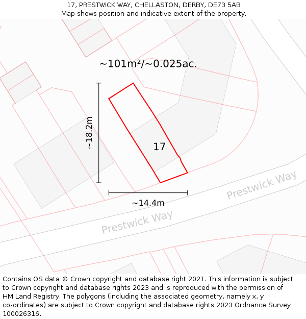 17, PRESTWICK WAY, CHELLASTON, DERBY, DE73 5AB: Plot and title map