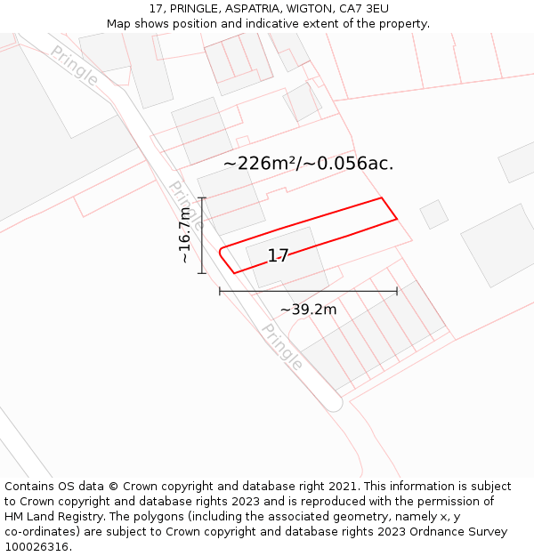 17, PRINGLE, ASPATRIA, WIGTON, CA7 3EU: Plot and title map