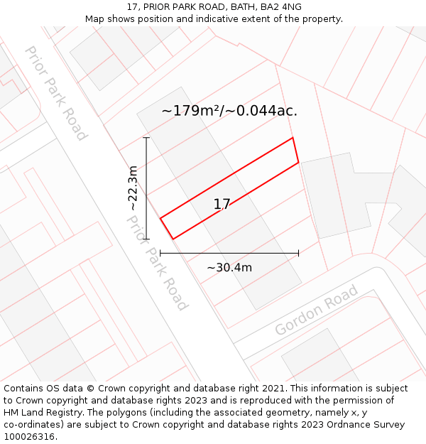 17, PRIOR PARK ROAD, BATH, BA2 4NG: Plot and title map