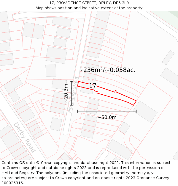 17, PROVIDENCE STREET, RIPLEY, DE5 3HY: Plot and title map