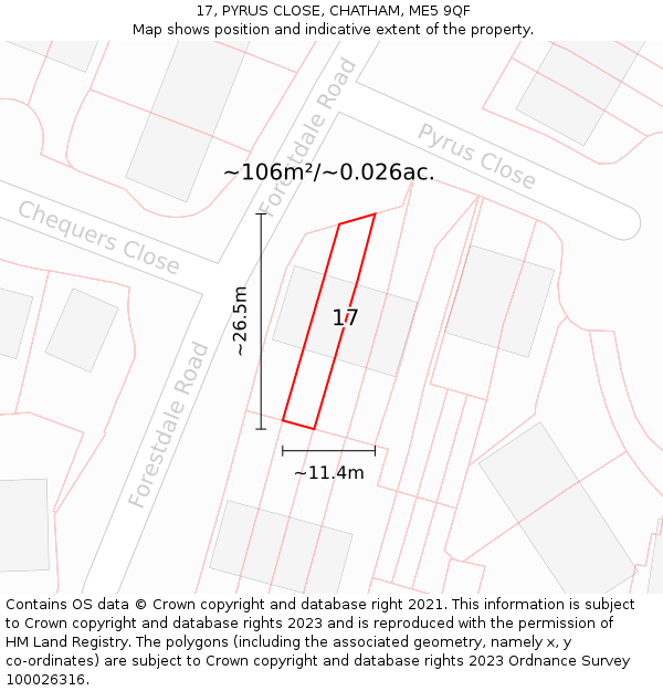 17, PYRUS CLOSE, CHATHAM, ME5 9QF: Plot and title map