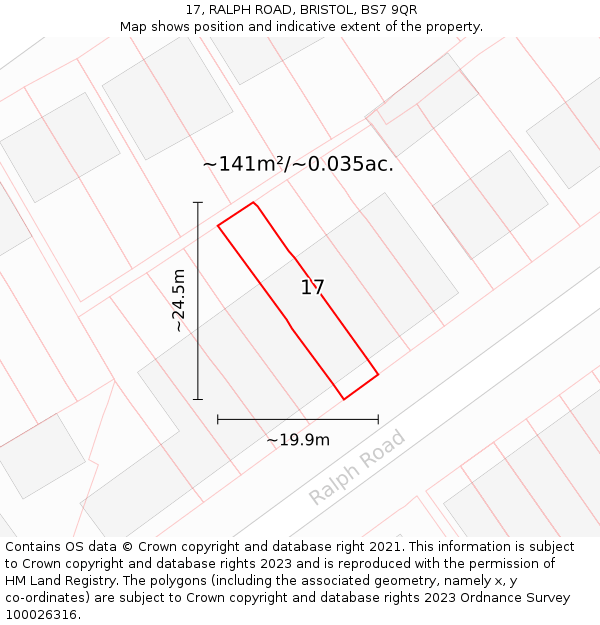 17, RALPH ROAD, BRISTOL, BS7 9QR: Plot and title map