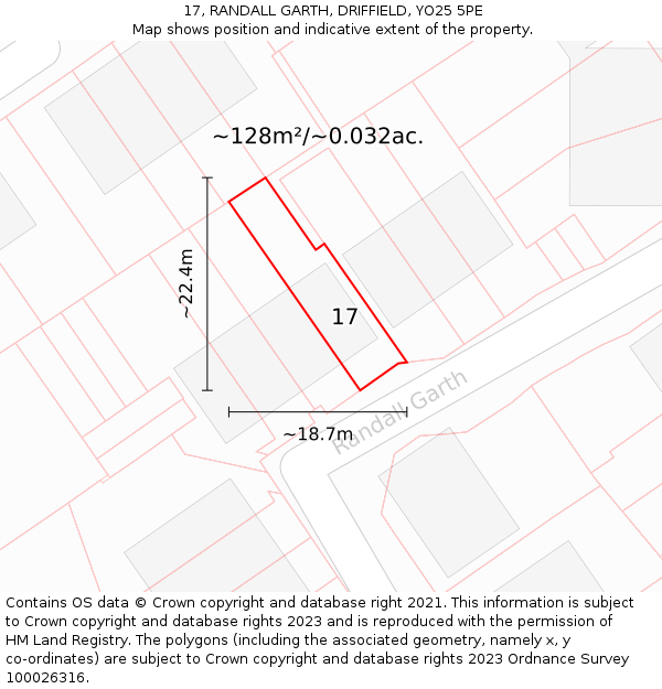 17, RANDALL GARTH, DRIFFIELD, YO25 5PE: Plot and title map