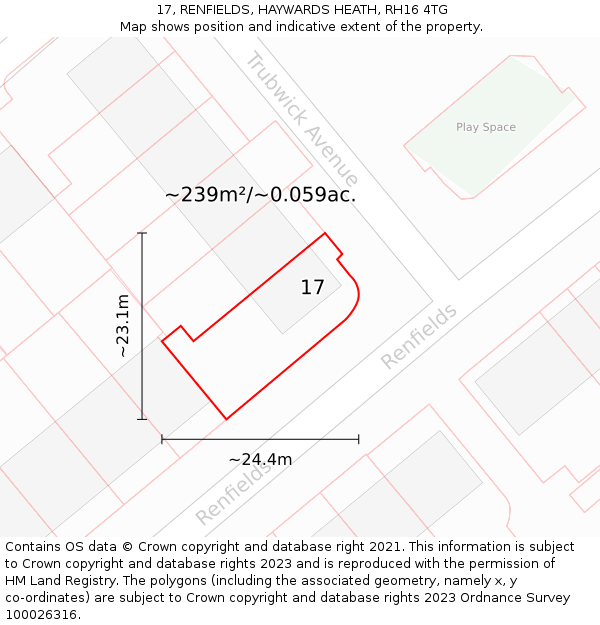 17, RENFIELDS, HAYWARDS HEATH, RH16 4TG: Plot and title map