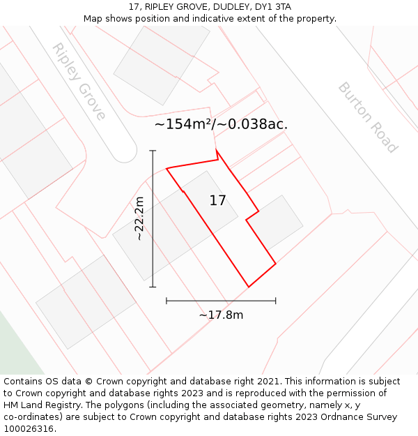 17, RIPLEY GROVE, DUDLEY, DY1 3TA: Plot and title map