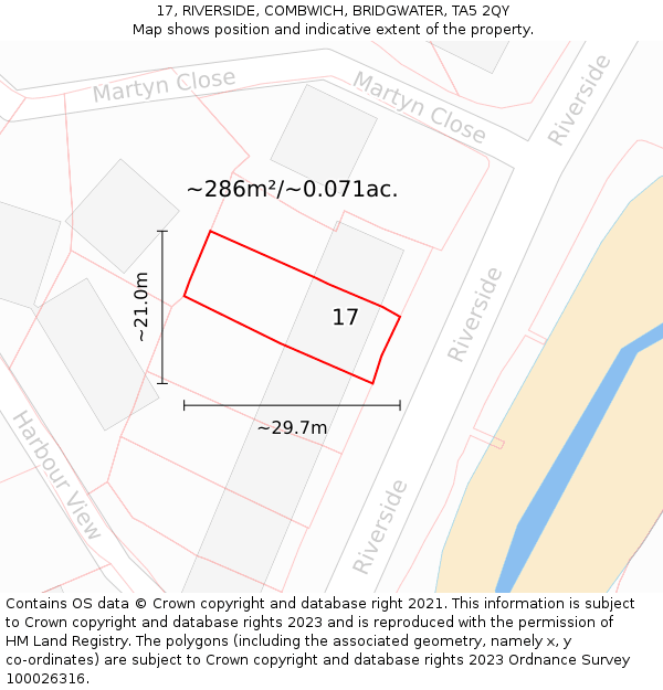 17, RIVERSIDE, COMBWICH, BRIDGWATER, TA5 2QY: Plot and title map