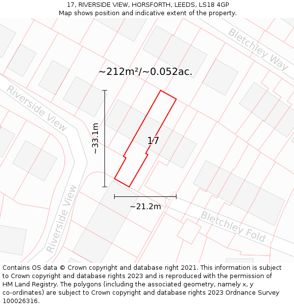 17, RIVERSIDE VIEW, HORSFORTH, LEEDS, LS18 4GP: Plot and title map