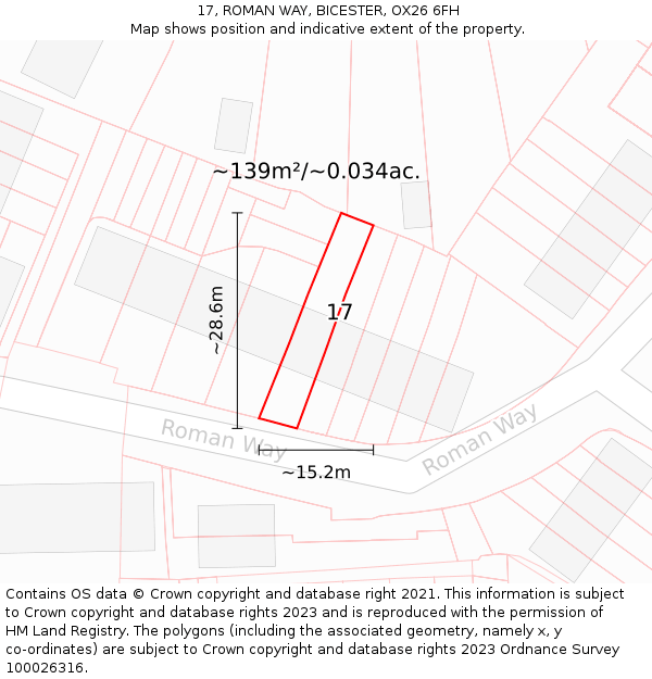 17, ROMAN WAY, BICESTER, OX26 6FH: Plot and title map
