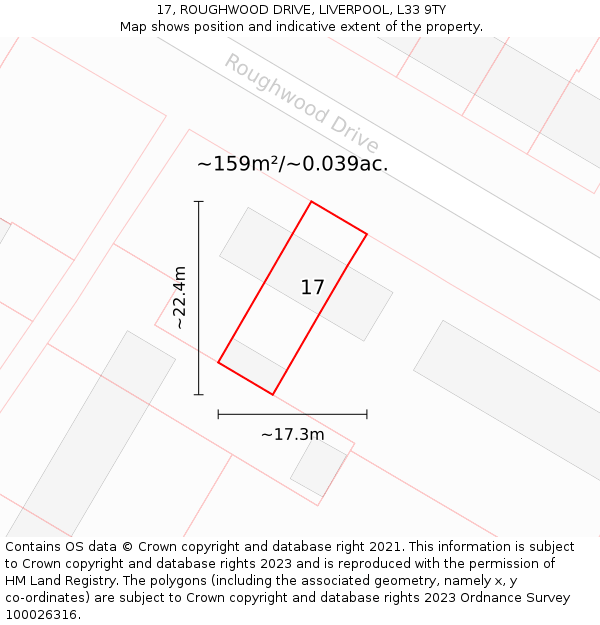 17, ROUGHWOOD DRIVE, LIVERPOOL, L33 9TY: Plot and title map