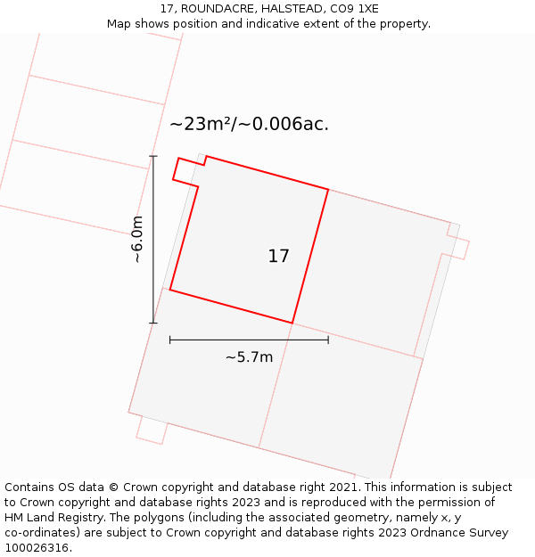 17, ROUNDACRE, HALSTEAD, CO9 1XE: Plot and title map