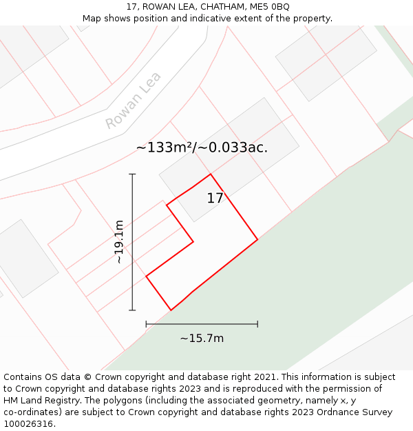 17, ROWAN LEA, CHATHAM, ME5 0BQ: Plot and title map