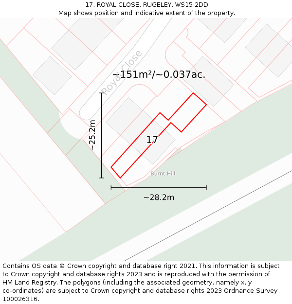 17, ROYAL CLOSE, RUGELEY, WS15 2DD: Plot and title map