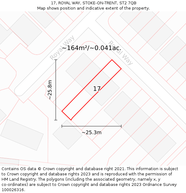 17, ROYAL WAY, STOKE-ON-TRENT, ST2 7QB: Plot and title map