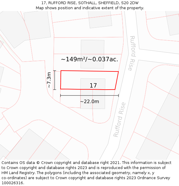 17, RUFFORD RISE, SOTHALL, SHEFFIELD, S20 2DW: Plot and title map