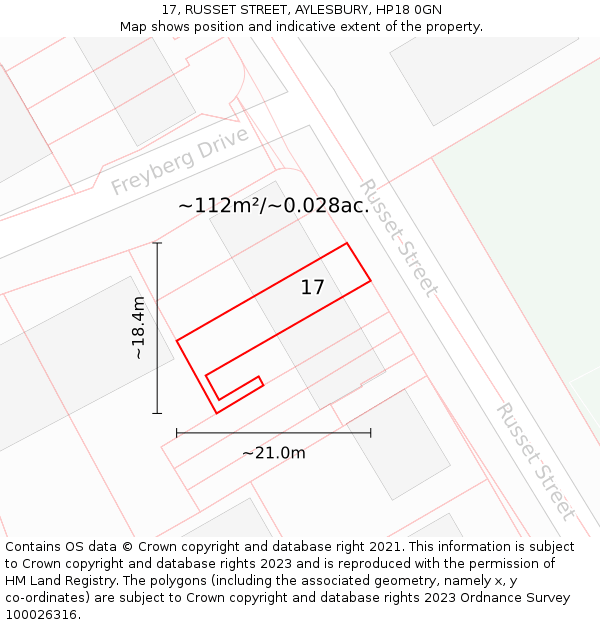 17, RUSSET STREET, AYLESBURY, HP18 0GN: Plot and title map