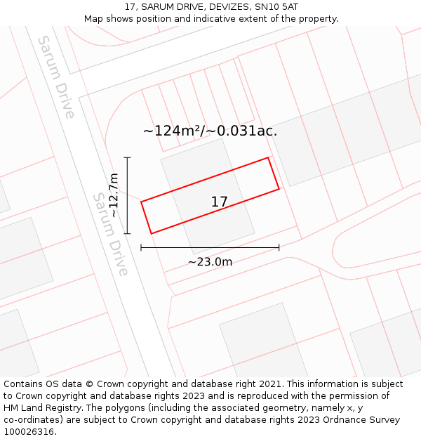 17, SARUM DRIVE, DEVIZES, SN10 5AT: Plot and title map