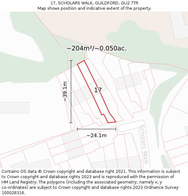 17, SCHOLARS WALK, GUILDFORD, GU2 7TR: Plot and title map