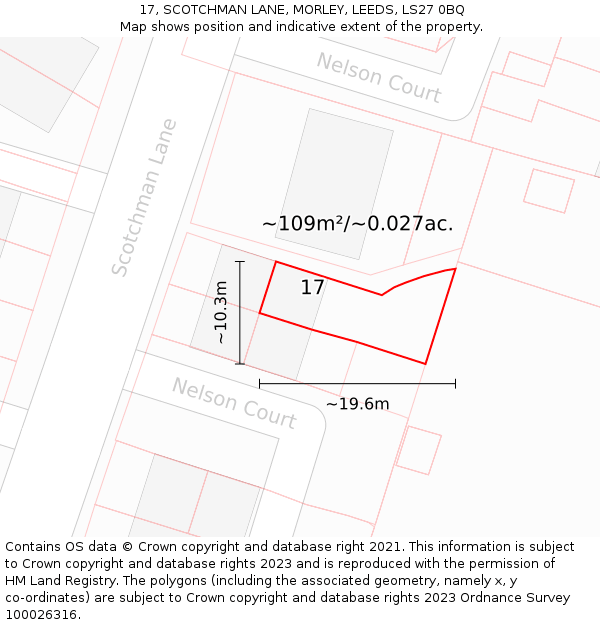 17, SCOTCHMAN LANE, MORLEY, LEEDS, LS27 0BQ: Plot and title map
