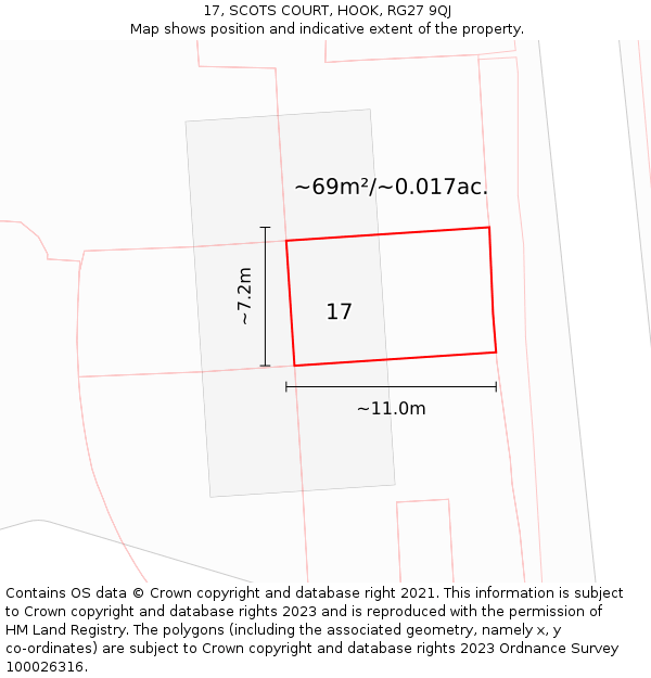 17, SCOTS COURT, HOOK, RG27 9QJ: Plot and title map