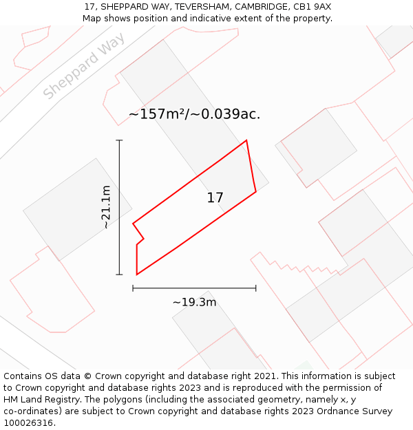 17, SHEPPARD WAY, TEVERSHAM, CAMBRIDGE, CB1 9AX: Plot and title map