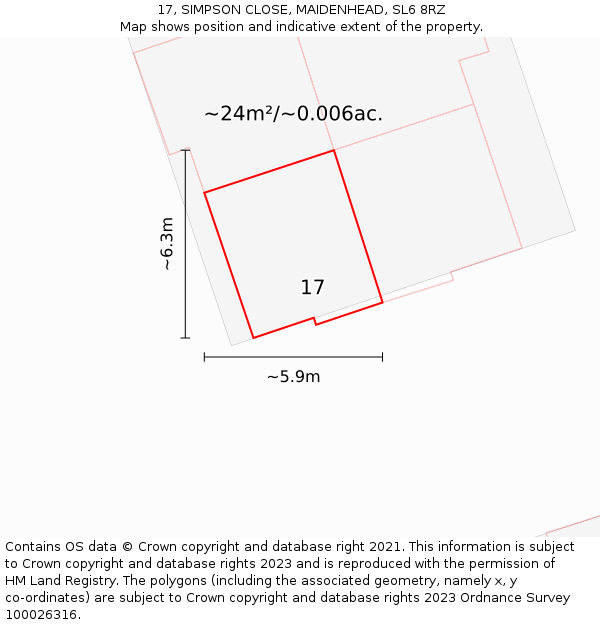 17, SIMPSON CLOSE, MAIDENHEAD, SL6 8RZ: Plot and title map