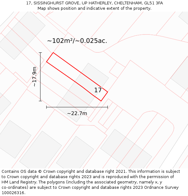 17, SISSINGHURST GROVE, UP HATHERLEY, CHELTENHAM, GL51 3FA: Plot and title map