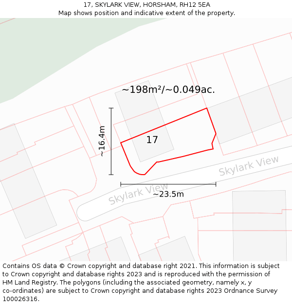17, SKYLARK VIEW, HORSHAM, RH12 5EA: Plot and title map