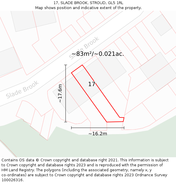 17, SLADE BROOK, STROUD, GL5 1RL: Plot and title map