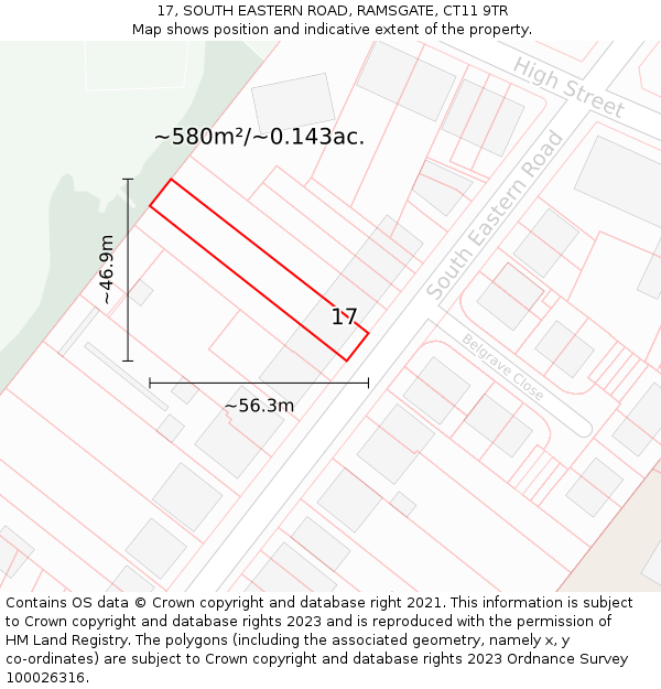 17, SOUTH EASTERN ROAD, RAMSGATE, CT11 9TR: Plot and title map