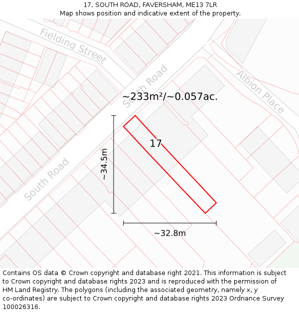 17, SOUTH ROAD, FAVERSHAM, ME13 7LR: Plot and title map