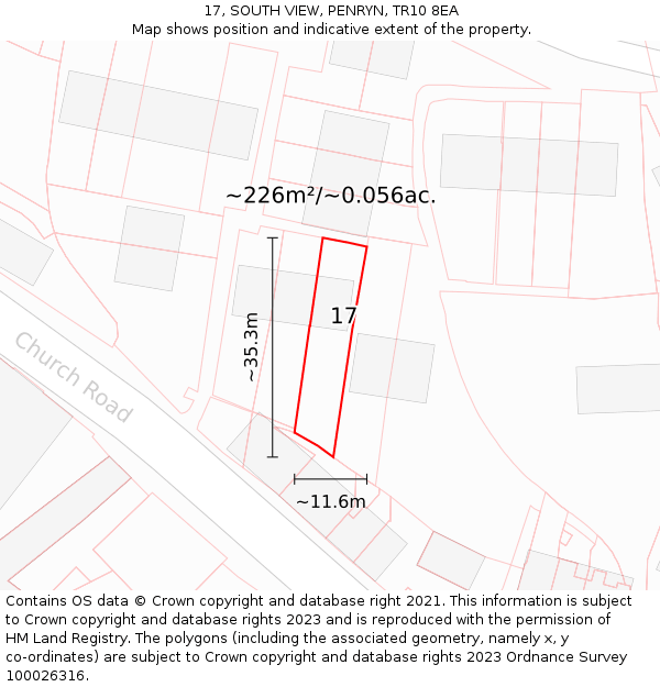 17, SOUTH VIEW, PENRYN, TR10 8EA: Plot and title map