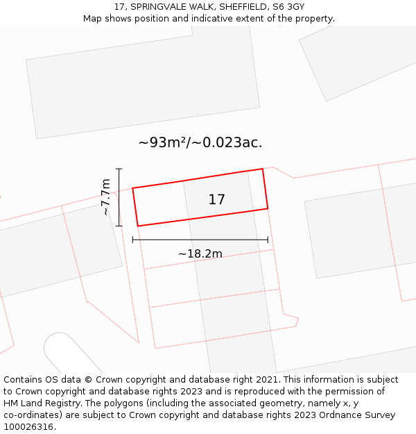 17, SPRINGVALE WALK, SHEFFIELD, S6 3GY: Plot and title map