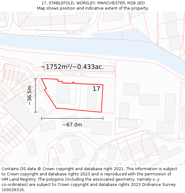 17, STABLEFOLD, WORSLEY, MANCHESTER, M28 2ED: Plot and title map