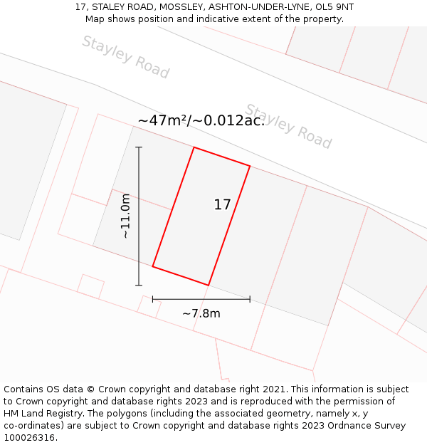 17, STALEY ROAD, MOSSLEY, ASHTON-UNDER-LYNE, OL5 9NT: Plot and title map