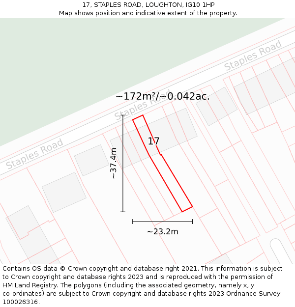 17, STAPLES ROAD, LOUGHTON, IG10 1HP: Plot and title map